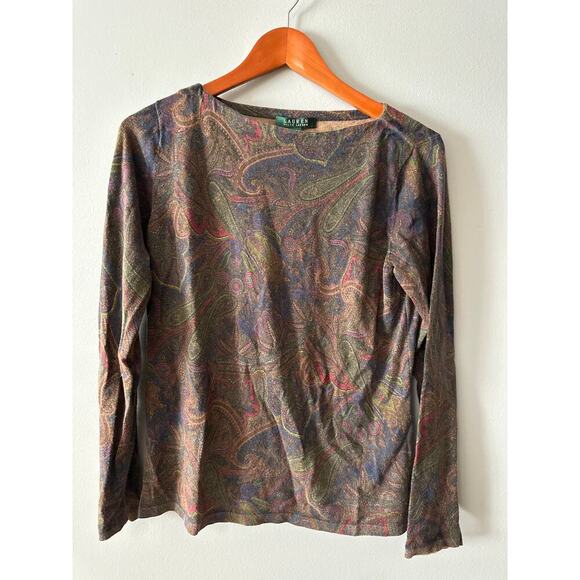 Lauren by Ralph Lauren Tops - Vintage Women’s Size XL Ralph Lauren Paisley Silk Shirt